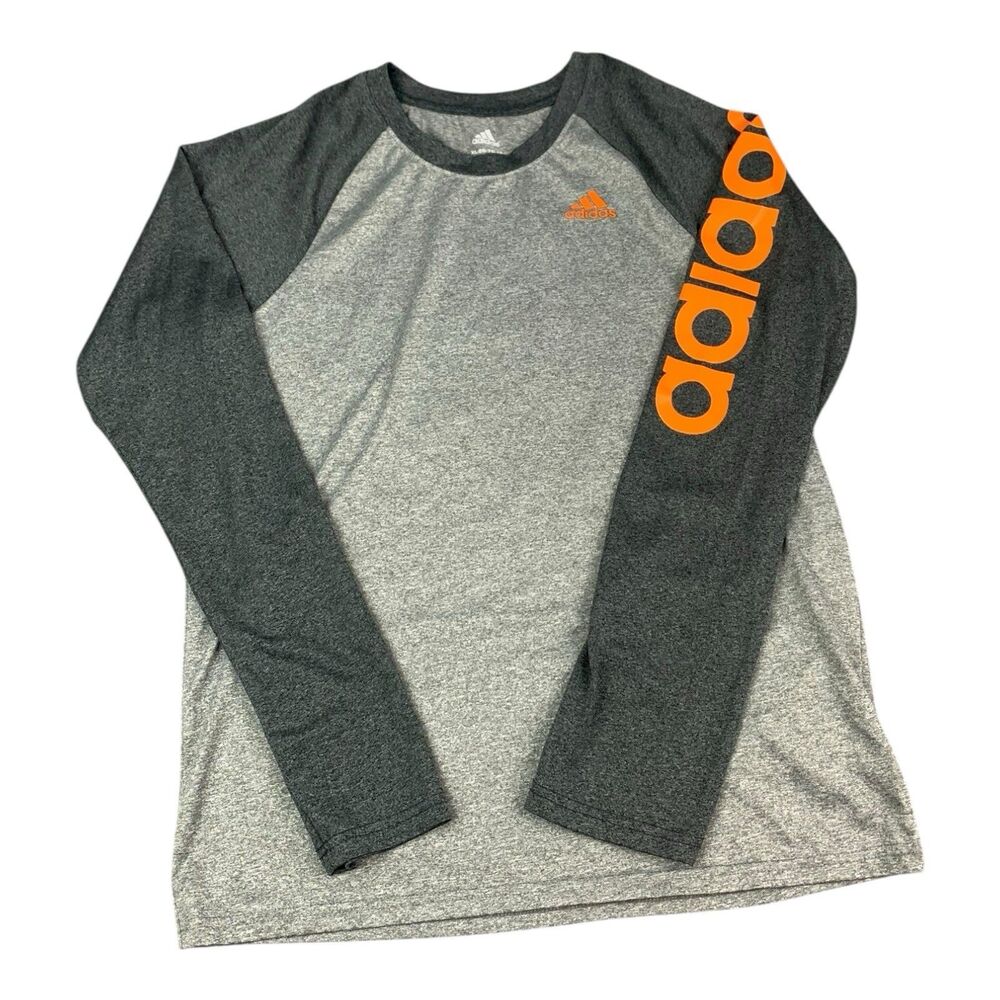 Adidas Womens Long Sleeve Tee Shirt Gray Size XL 18 Moisture Wicking
